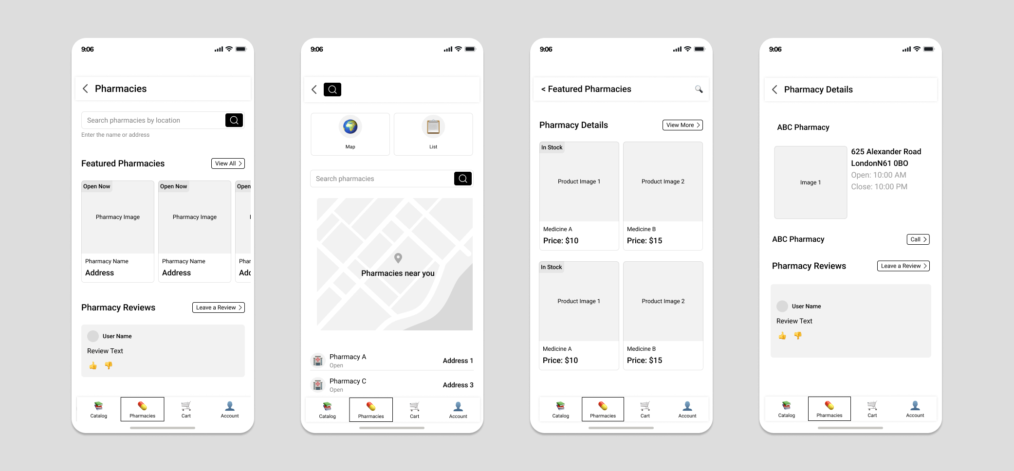 MedSwift prototype screens